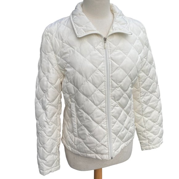 Kenneth Cole Reaction Down Puffer Jacket Ivory G-III Quilted Coastal Old Money-M - Picture 1 of 14
